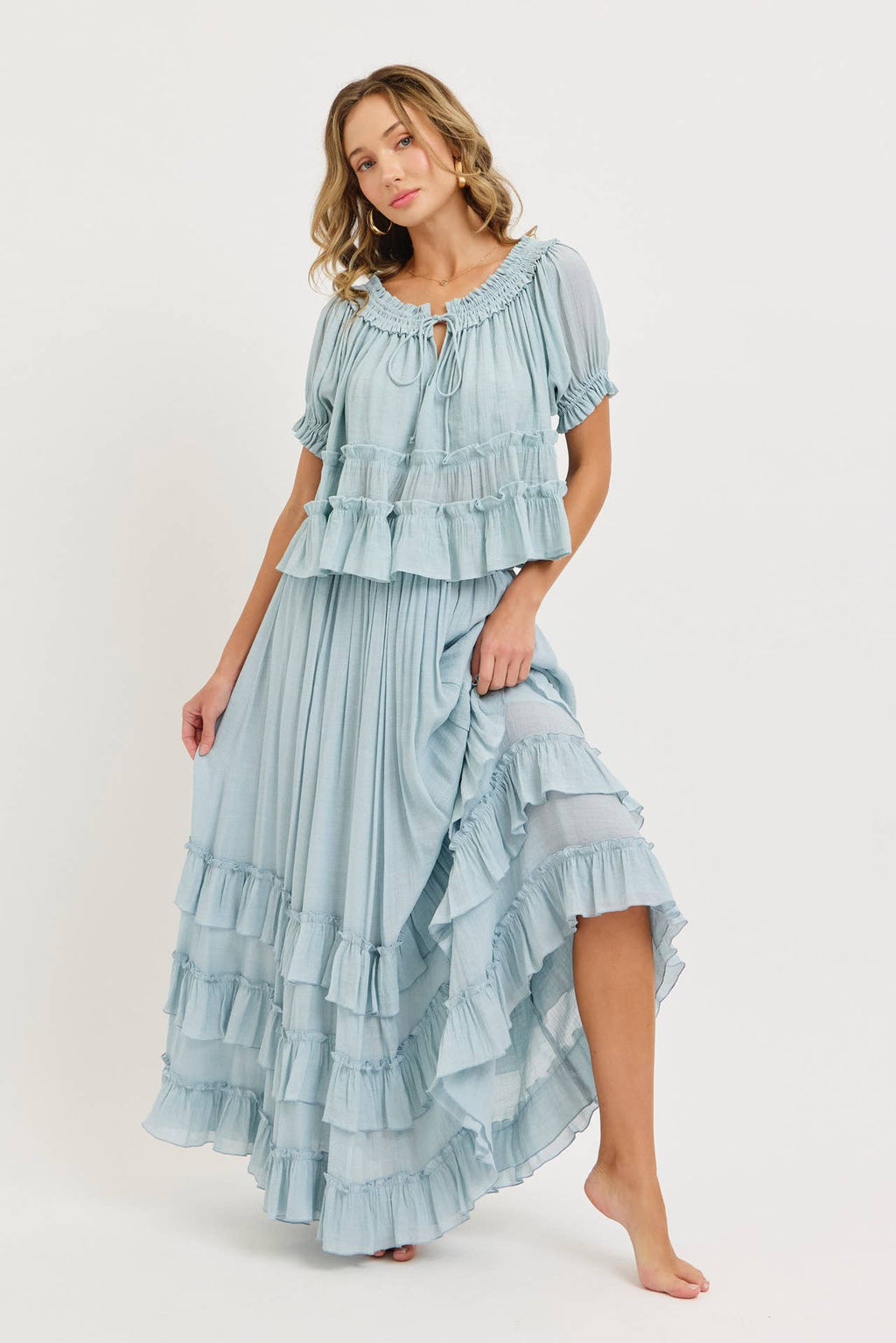 Misty Blue Maxi Skirt