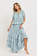 Misty Blue Maxi Skirt