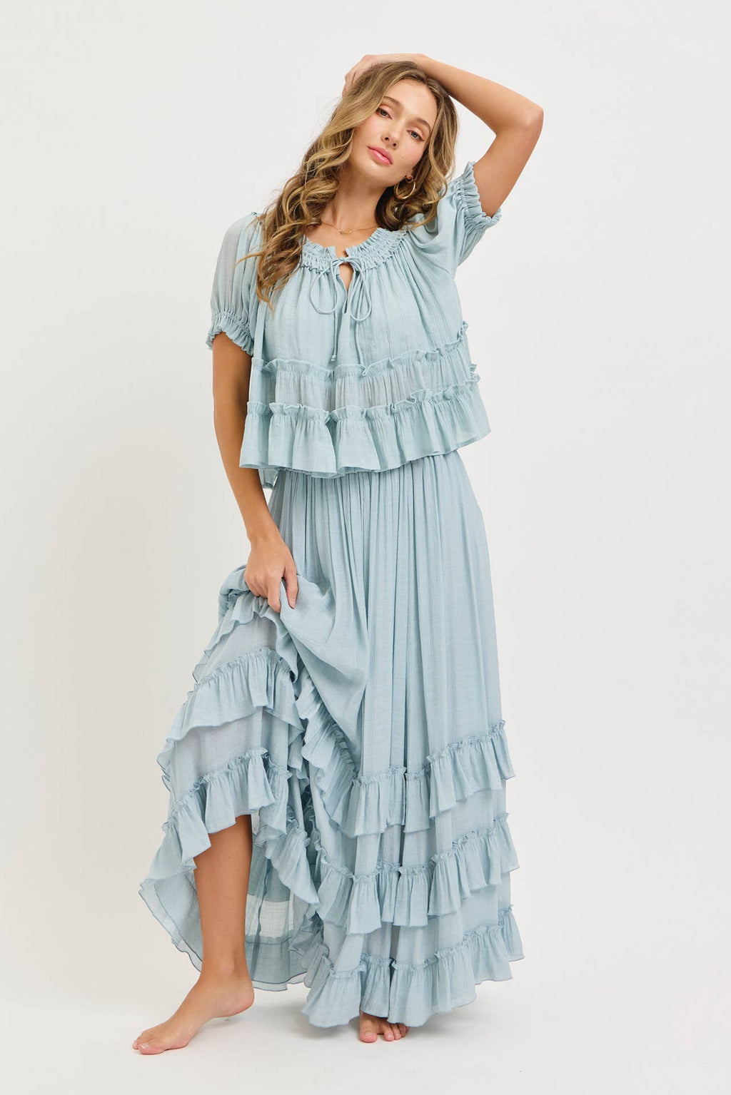 Misty Blue Maxi Skirt