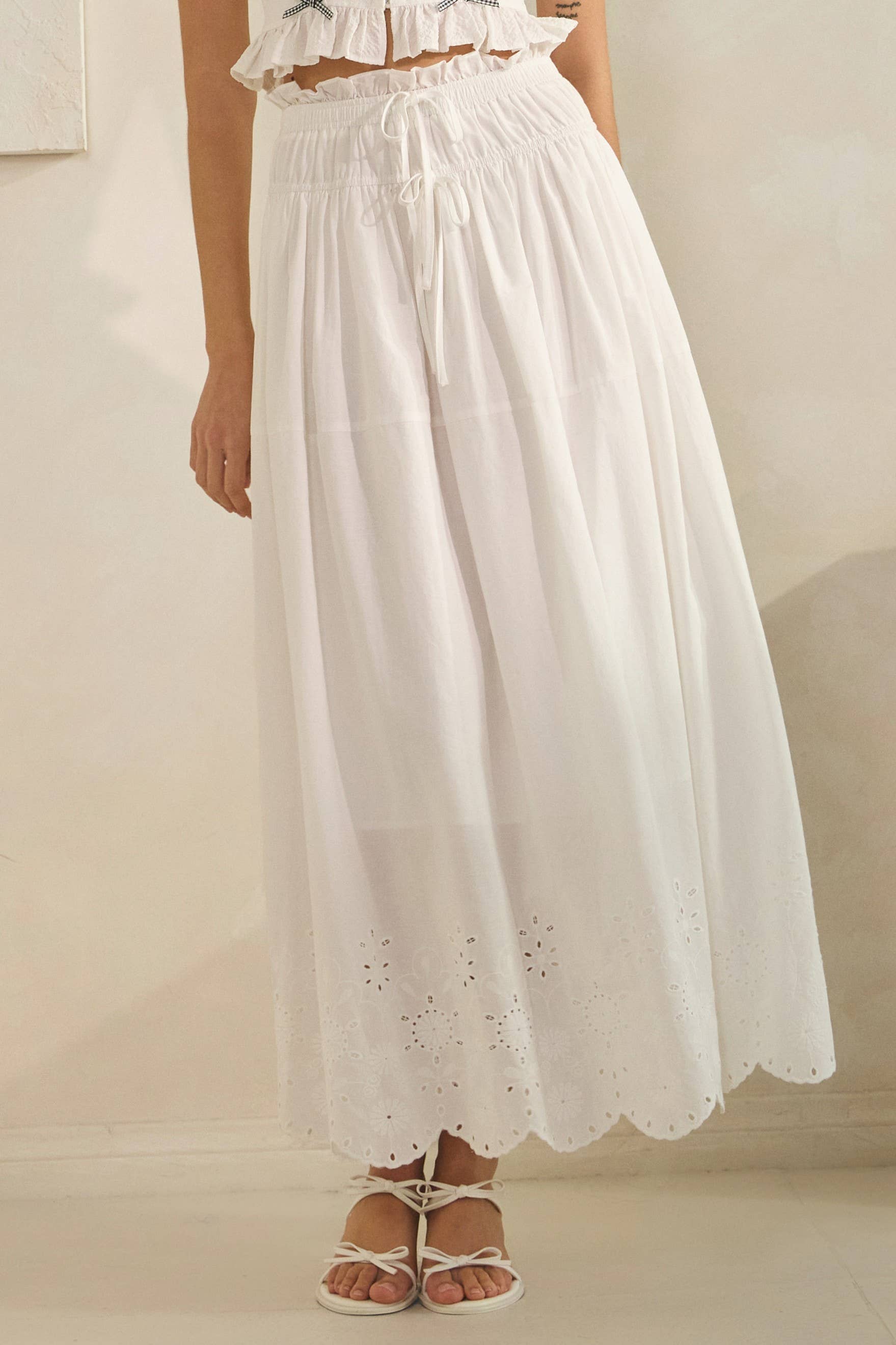 Eyelet Midi Skirt