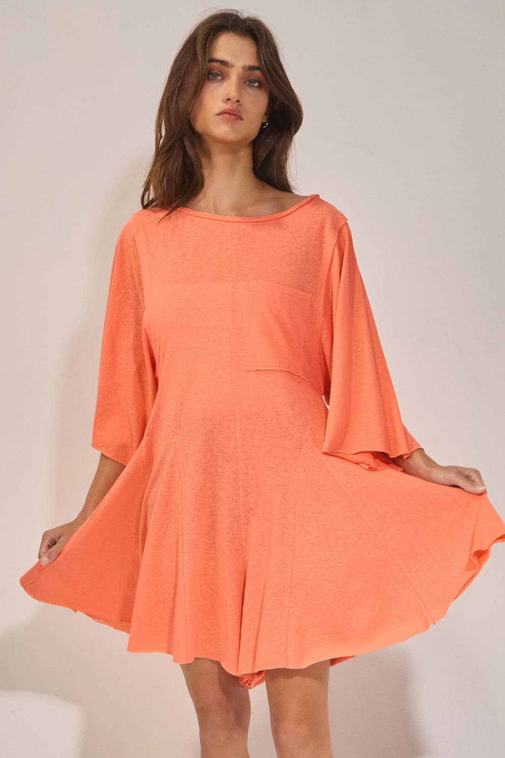 Draped Coral Romper