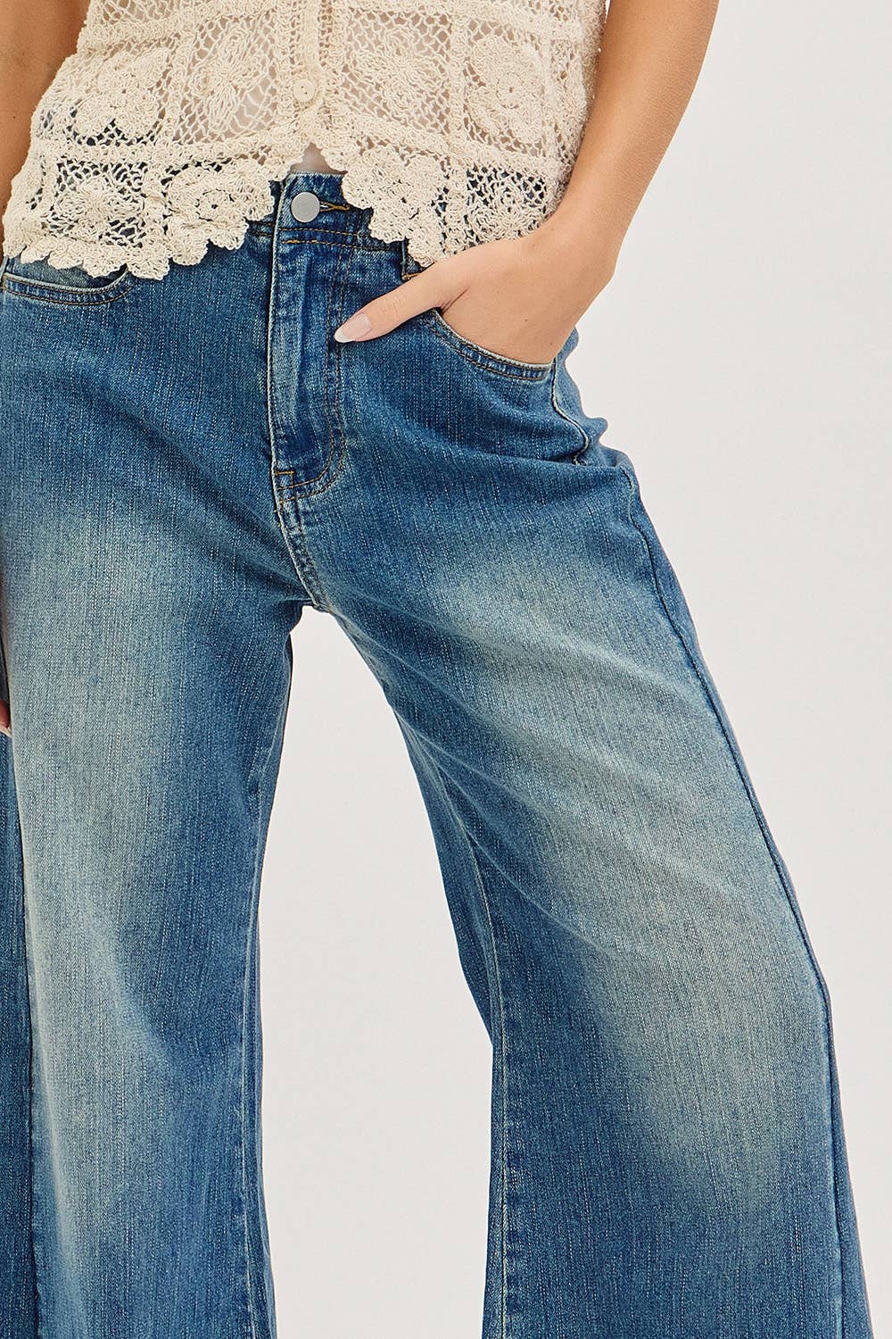 Mid-Rise Wide-Leg Denim Jeans