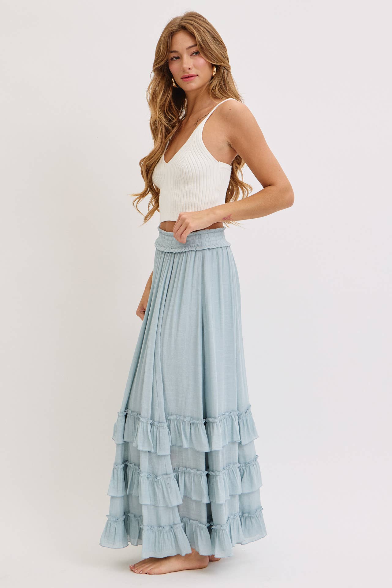 Misty Blue Maxi Skirt