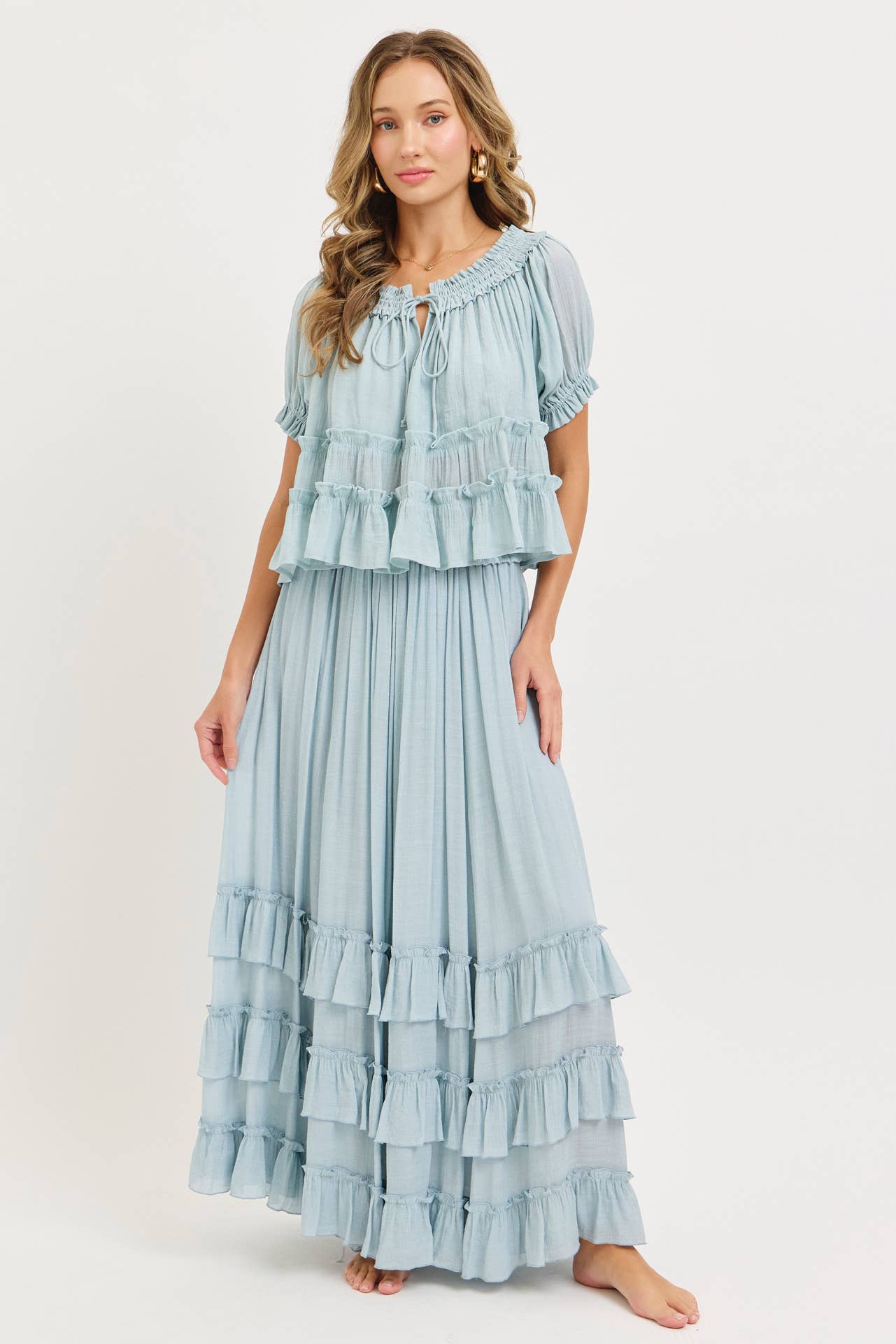 Misty Blue Maxi Skirt