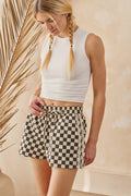 Checkered Lace Trim Shorts