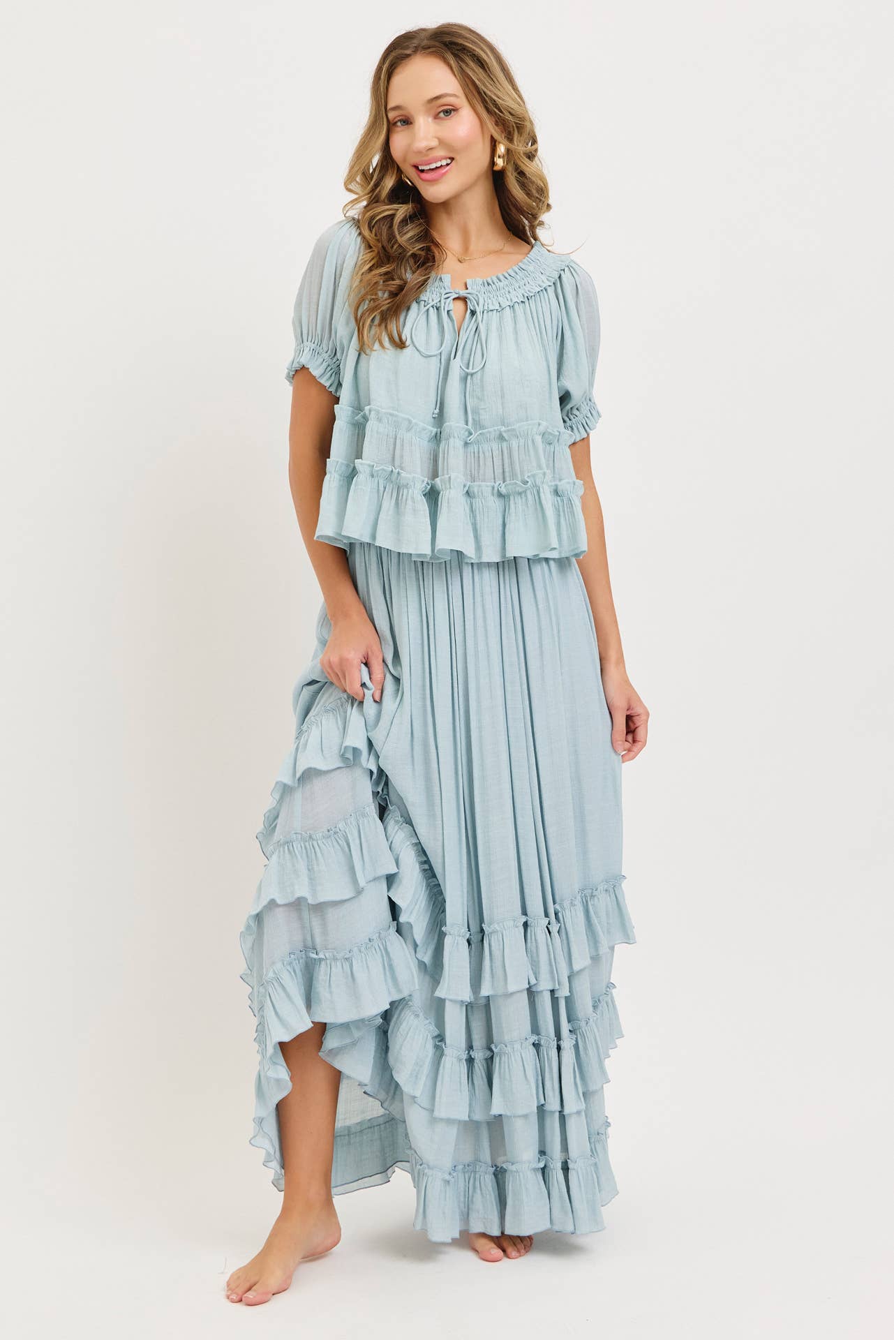 Misty Blue Maxi Skirt