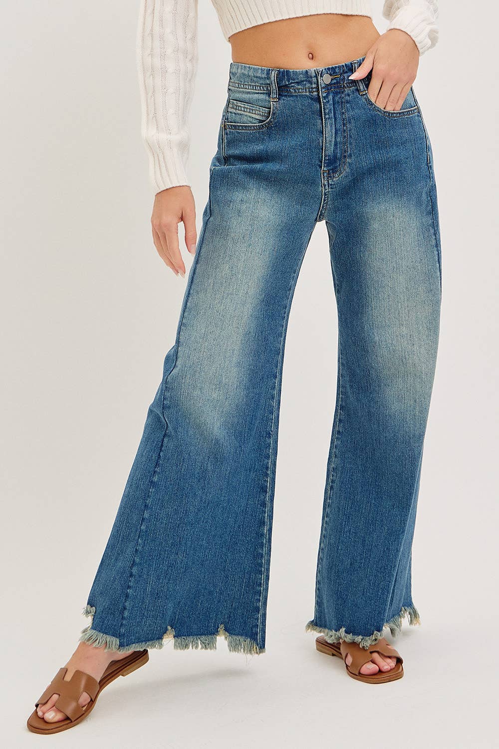 Mid-Rise Wide-Leg Denim Jeans