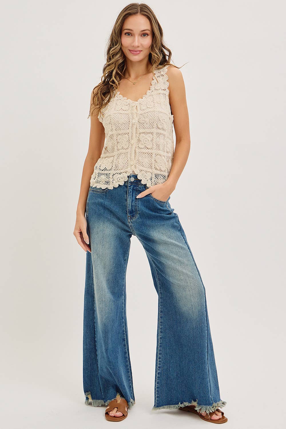 Mid-Rise Wide-Leg Denim Jeans