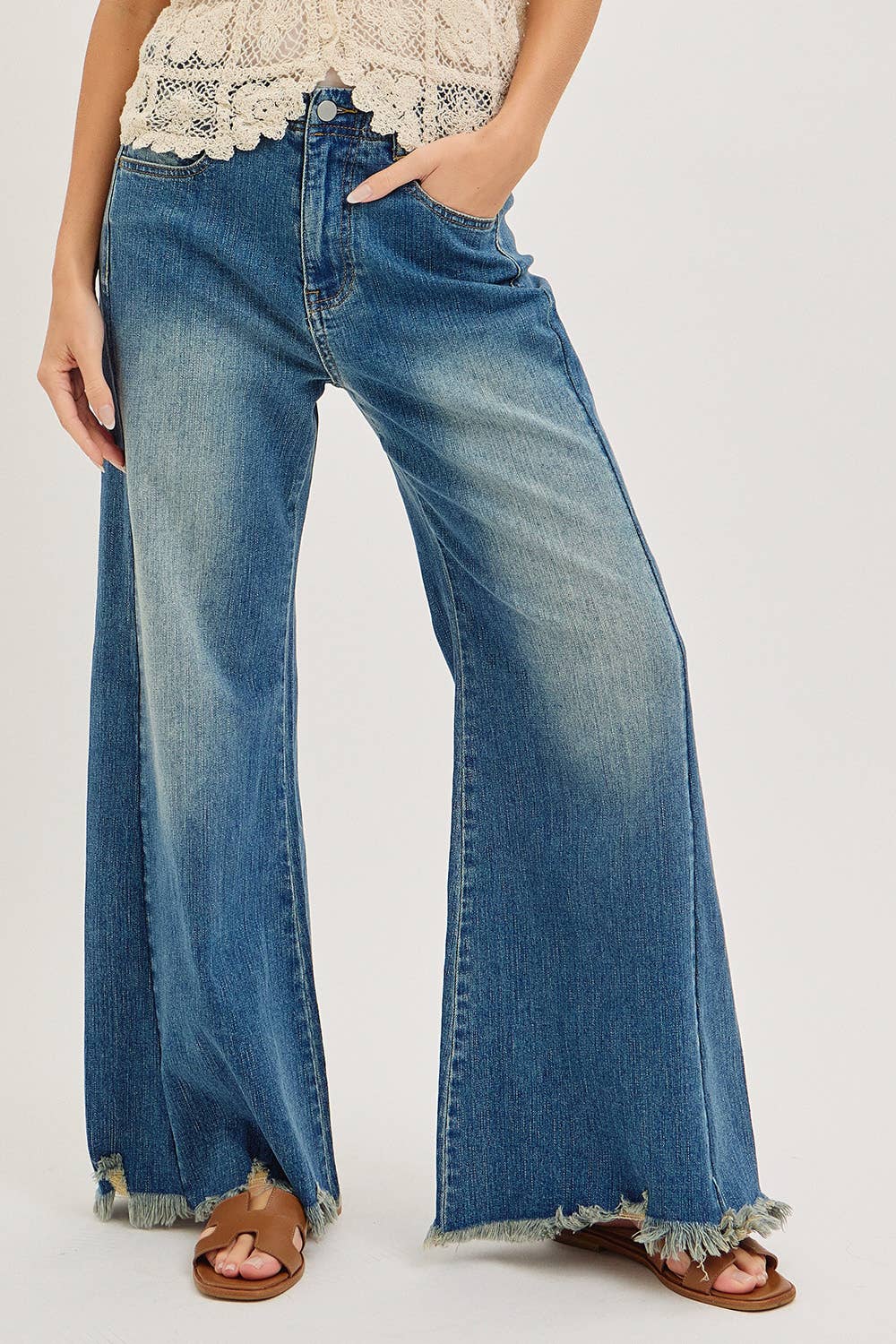 Mid-Rise Wide-Leg Denim Jeans