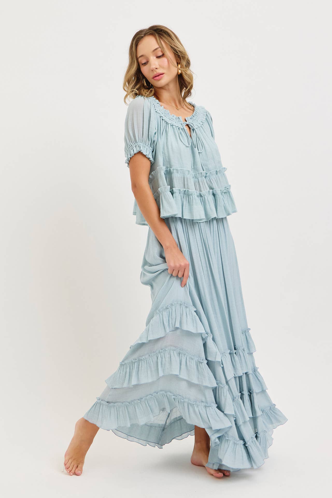 Misty Blue Maxi Skirt