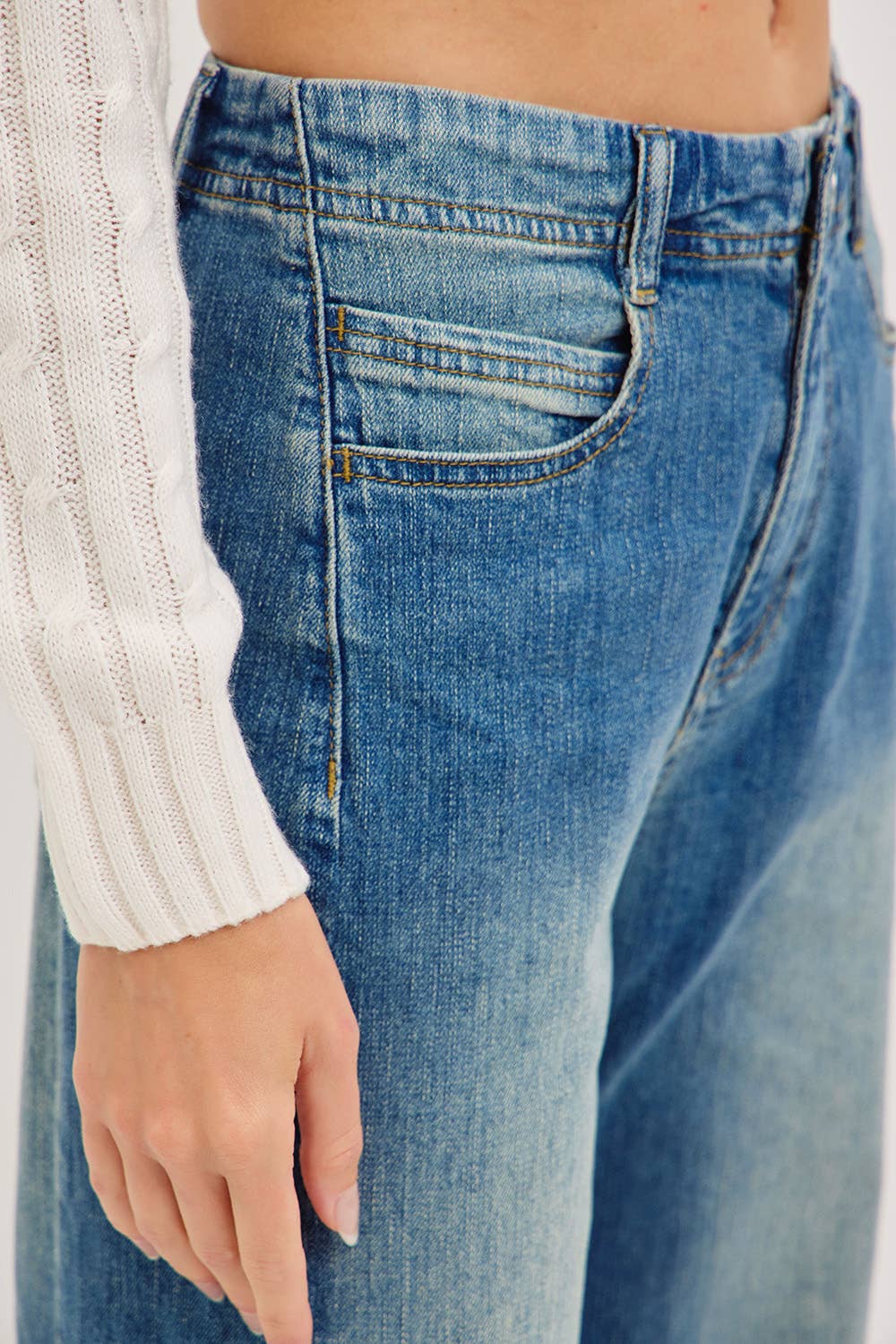 Mid-Rise Wide-Leg Denim Jeans