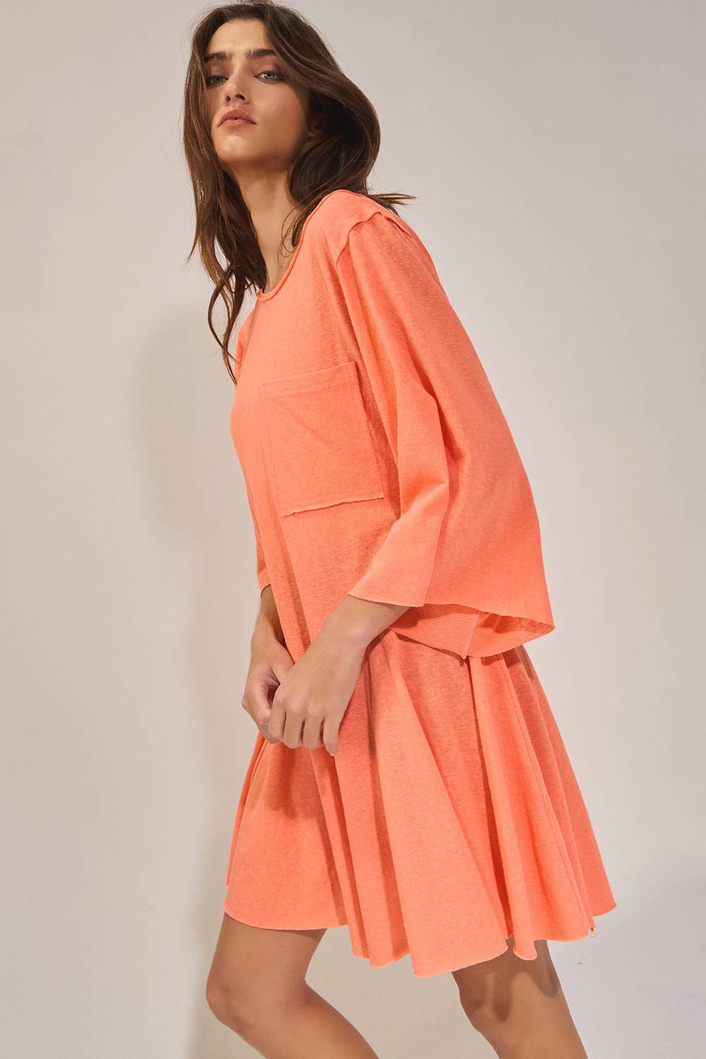 Draped Coral Romper