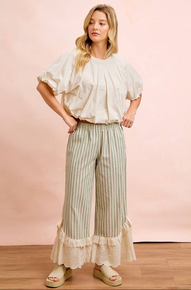 Ruffle Lace Hem Pants