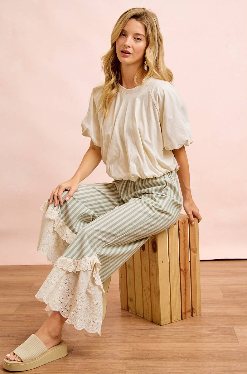 Ruffle Lace Hem Pants