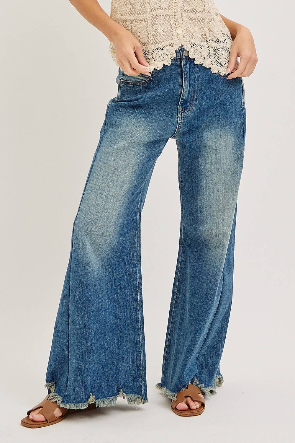 Mid-Rise Wide-Leg Denim Jeans