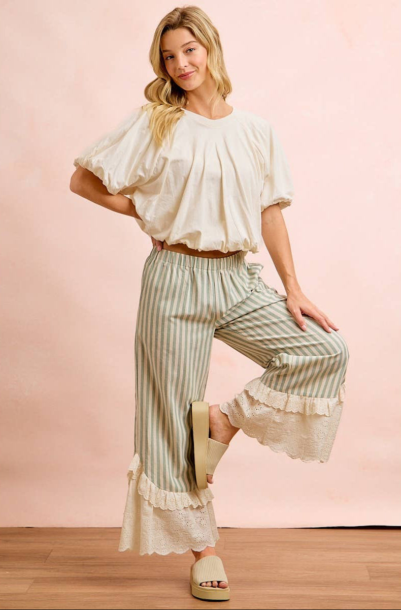 Ruffle Lace Hem Pants