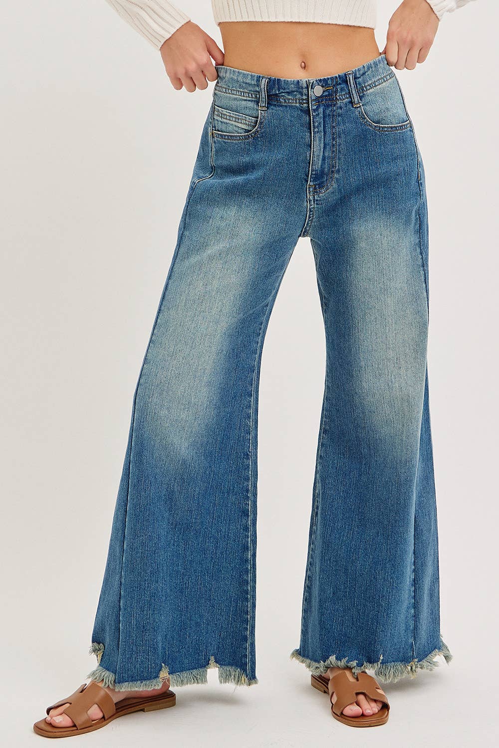Mid-Rise Wide-Leg Denim Jeans