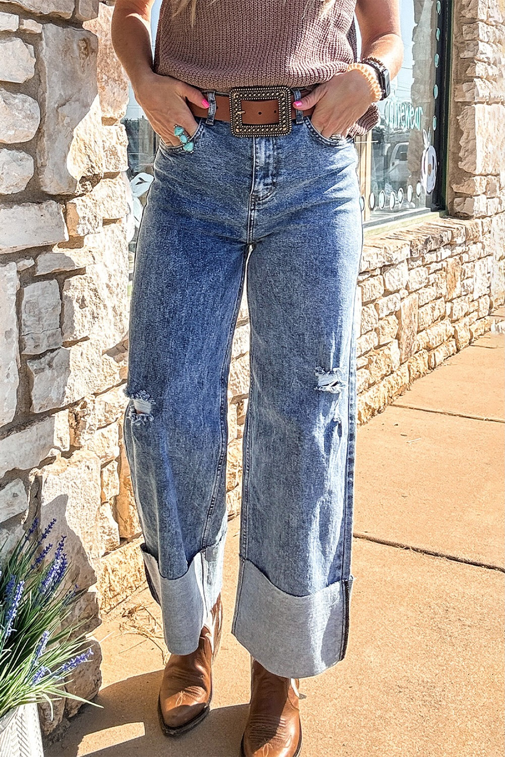 Distressed Denim Jeans