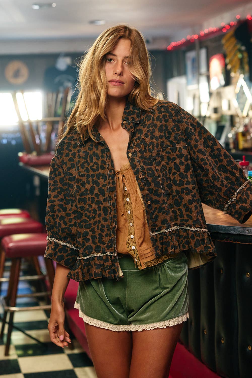 Leopard Print Ruffle Top