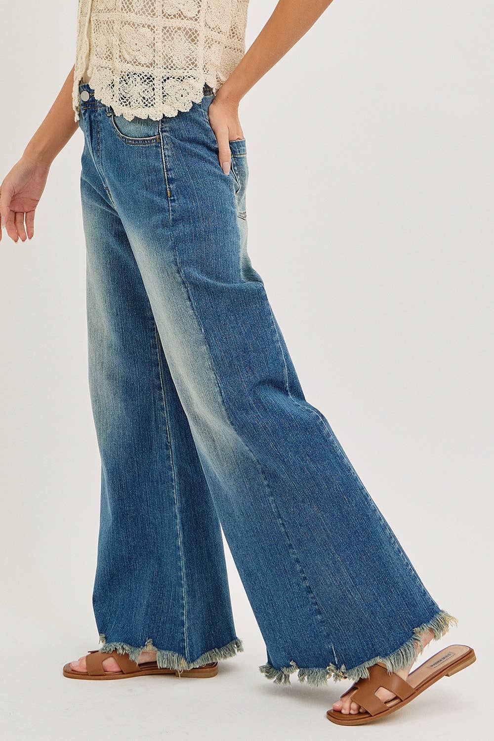 Mid-Rise Wide-Leg Denim Jeans