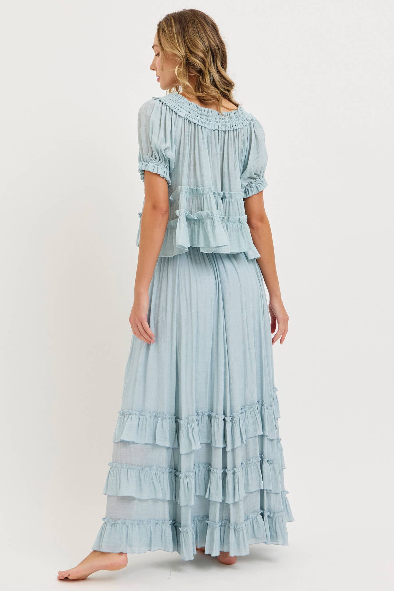 Misty Blue Maxi Skirt
