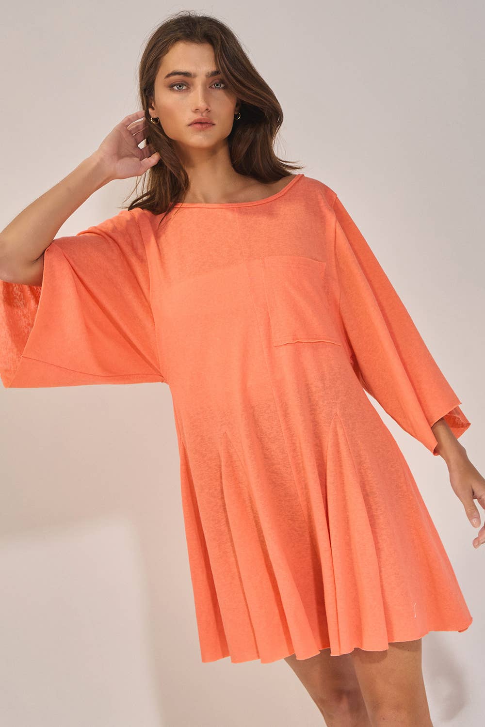Draped Coral Romper