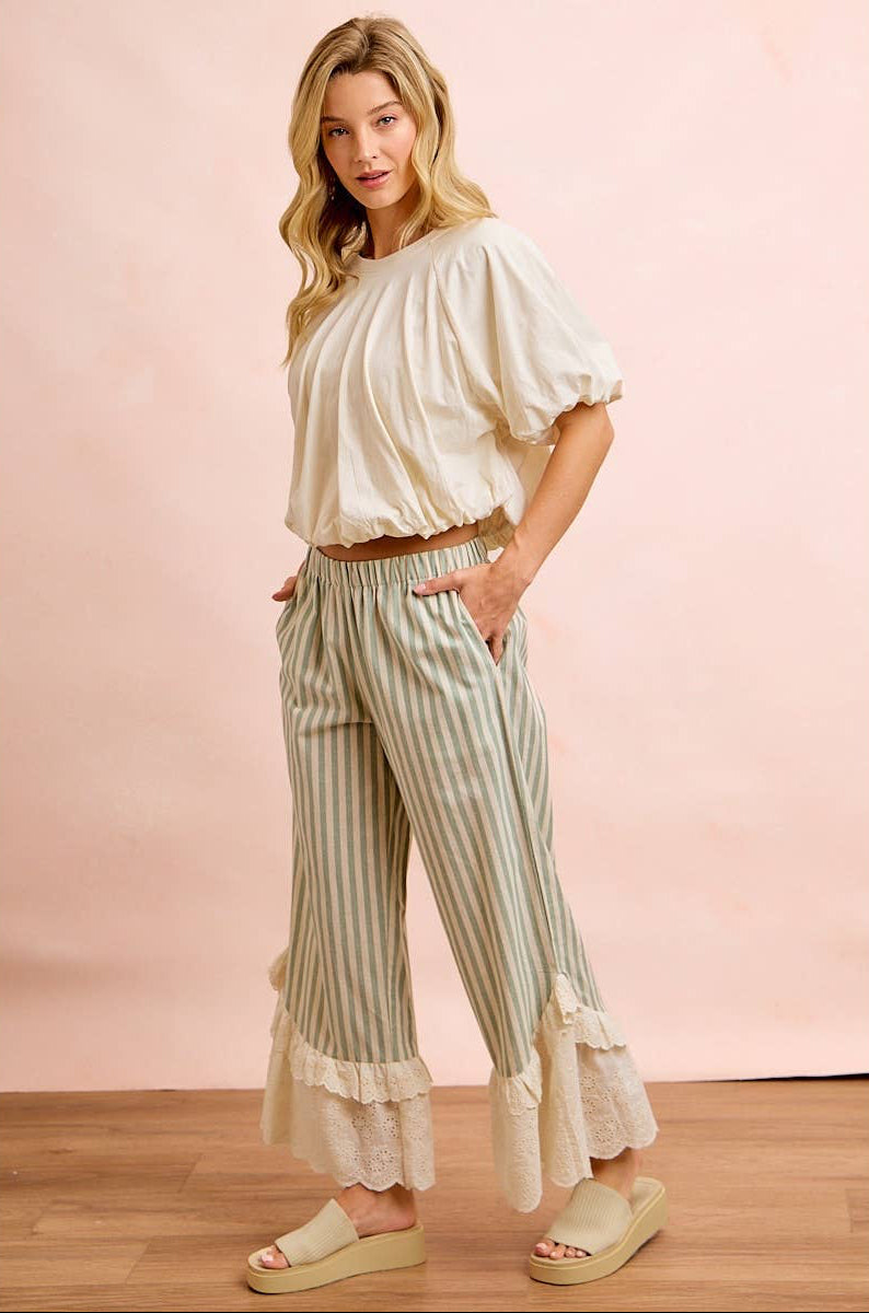 Ruffle Lace Hem Pants