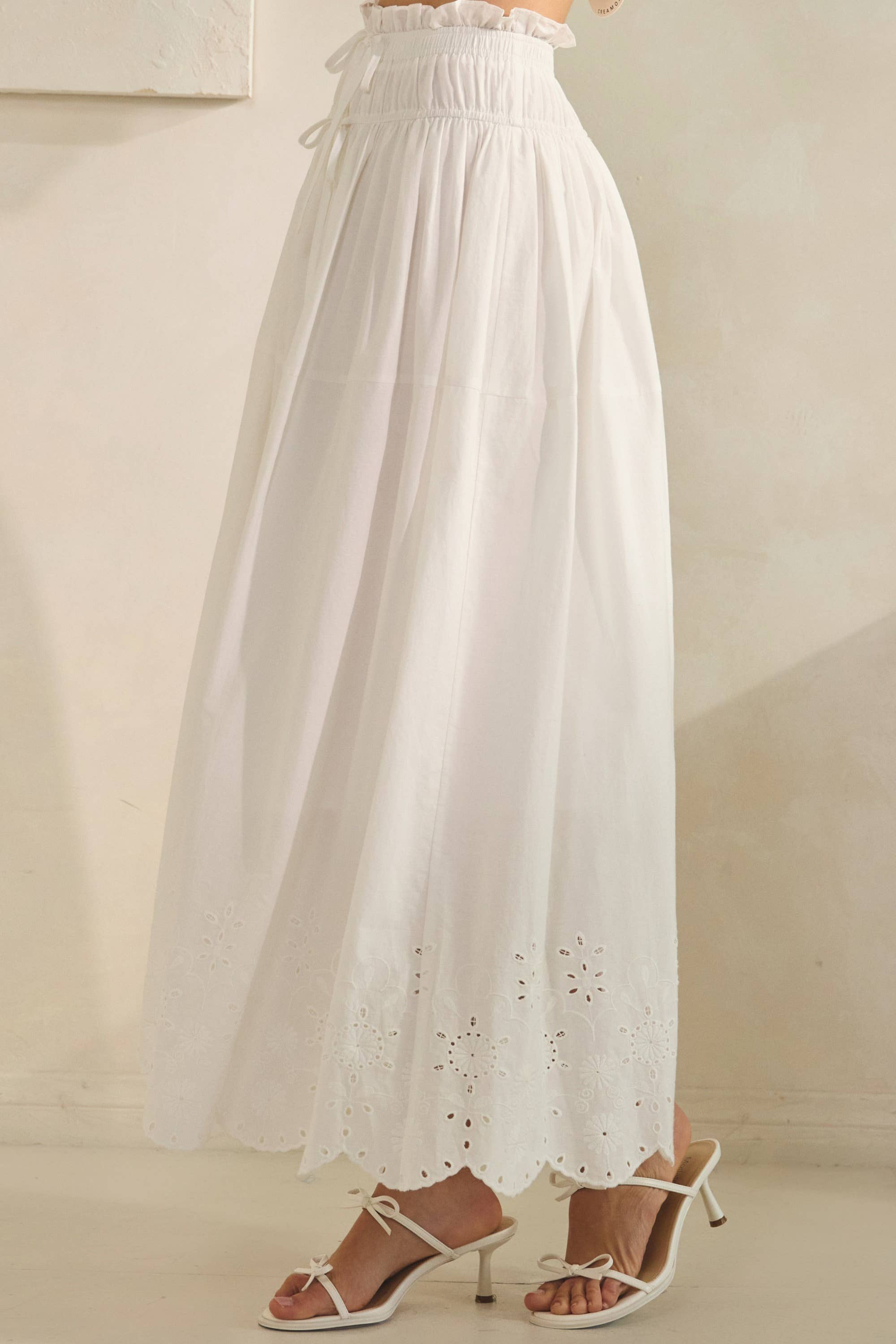 Eyelet Midi Skirt
