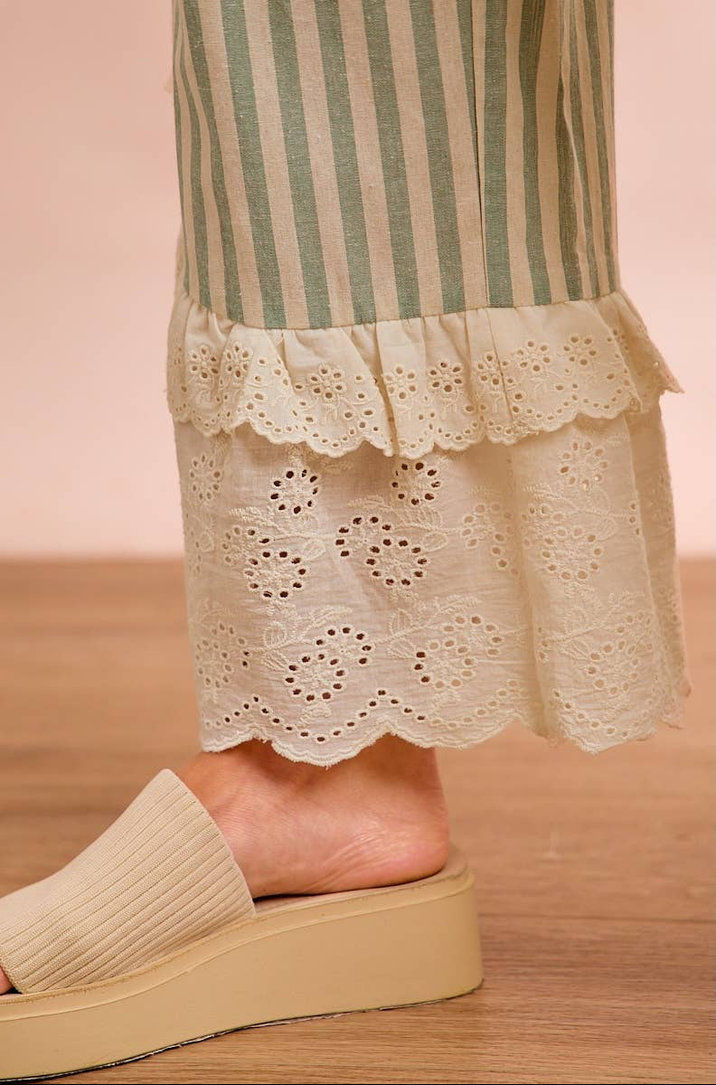 Ruffle Lace Hem Pants