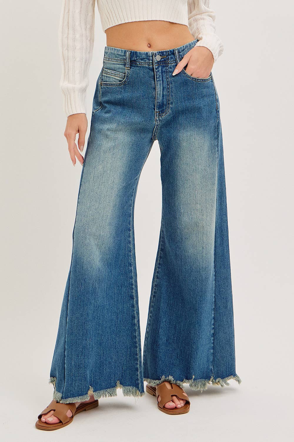 Mid-Rise Wide-Leg Denim Jeans