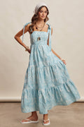 Striped Tie-Shoulder Maxi Dress