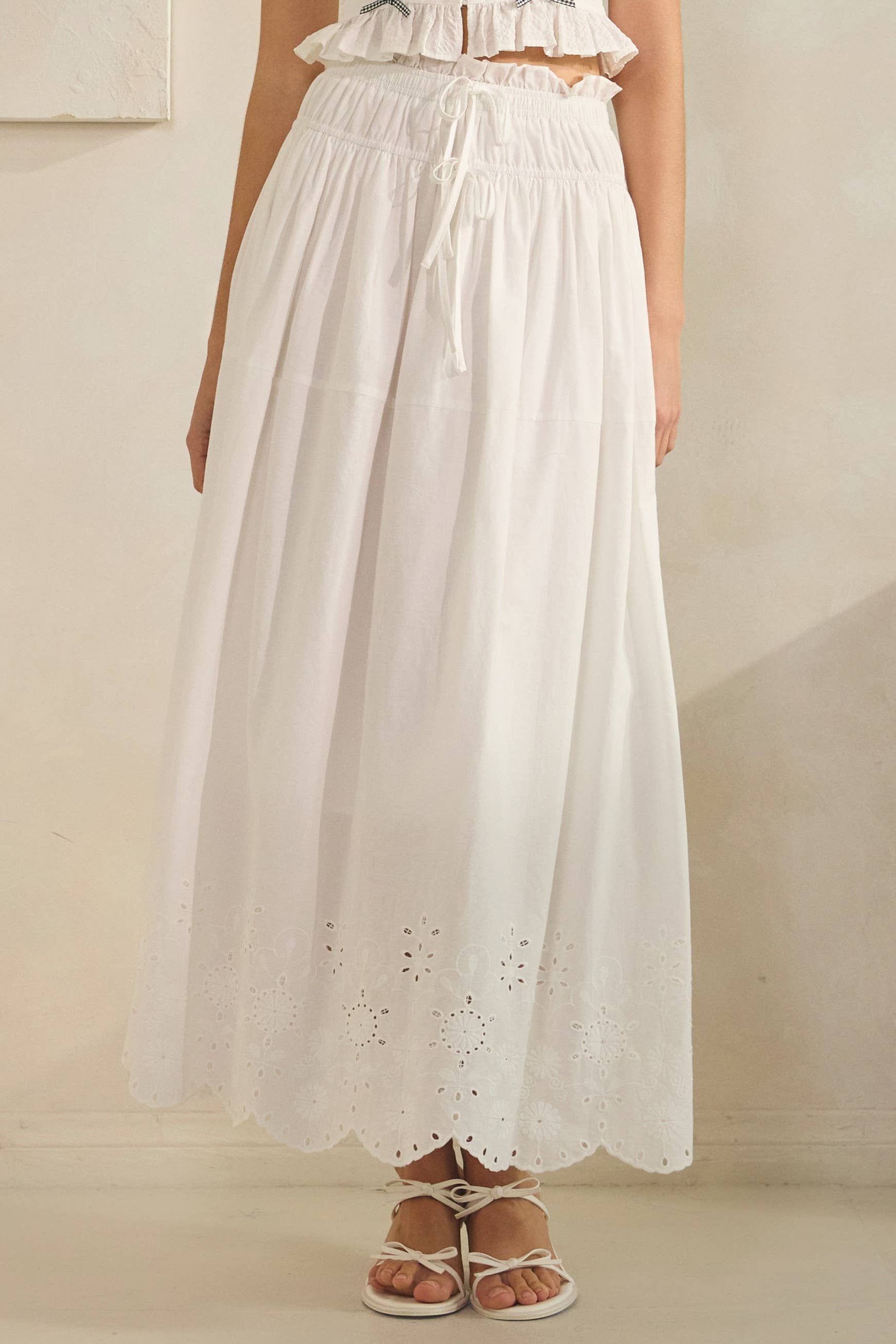 Eyelet Midi Skirt