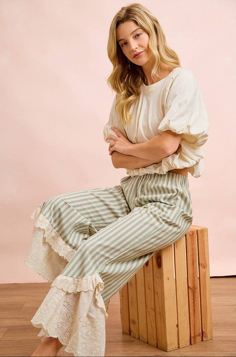 Ruffle Lace Hem Pants