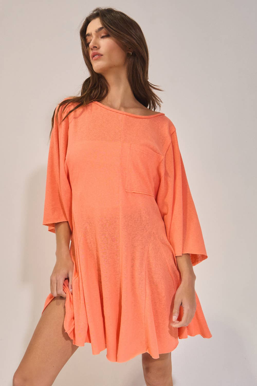 Draped Coral Romper