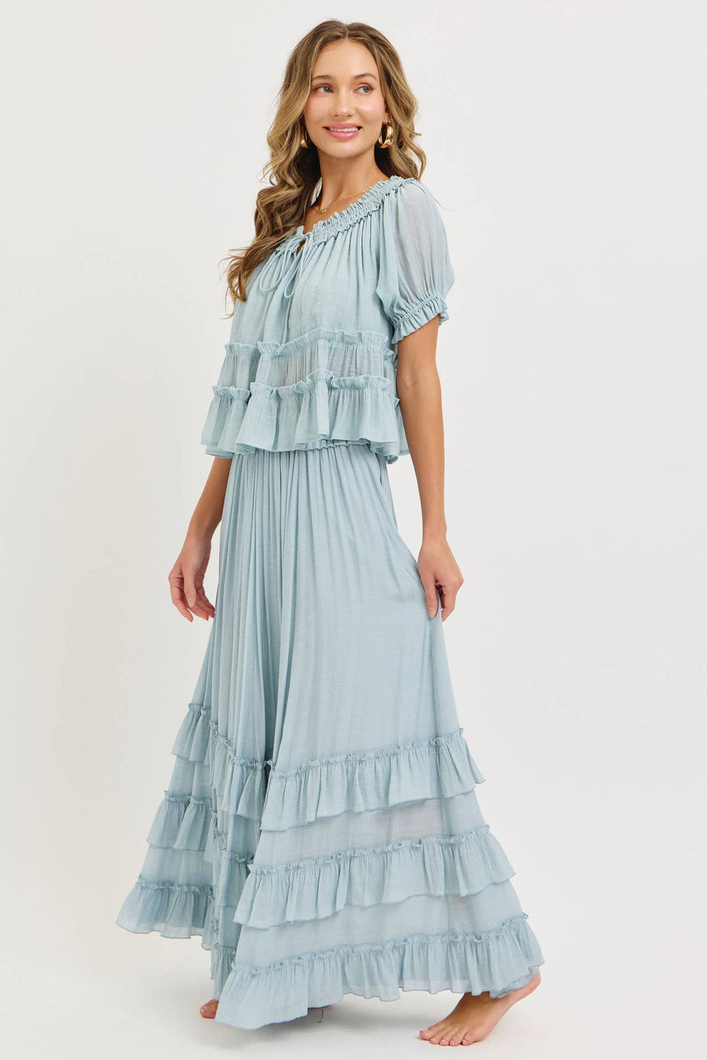 Misty Blue Maxi Skirt