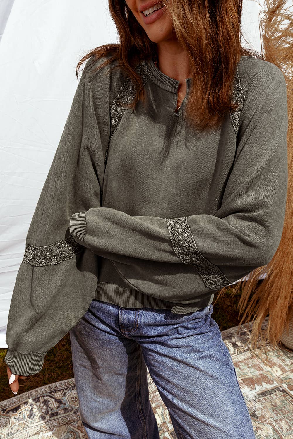 Lace Patchwork Sweatshirt