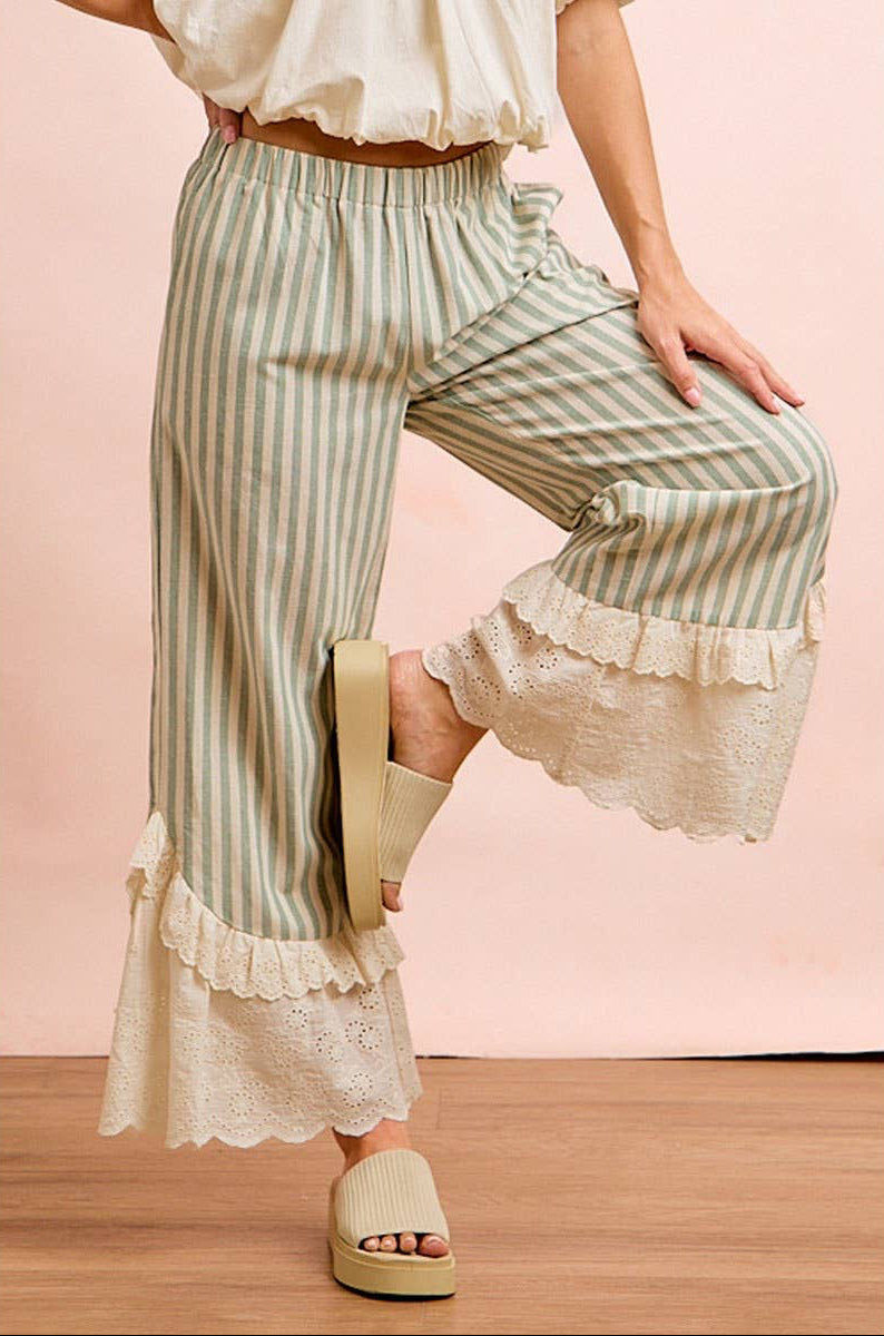 Ruffle Lace Hem Pants