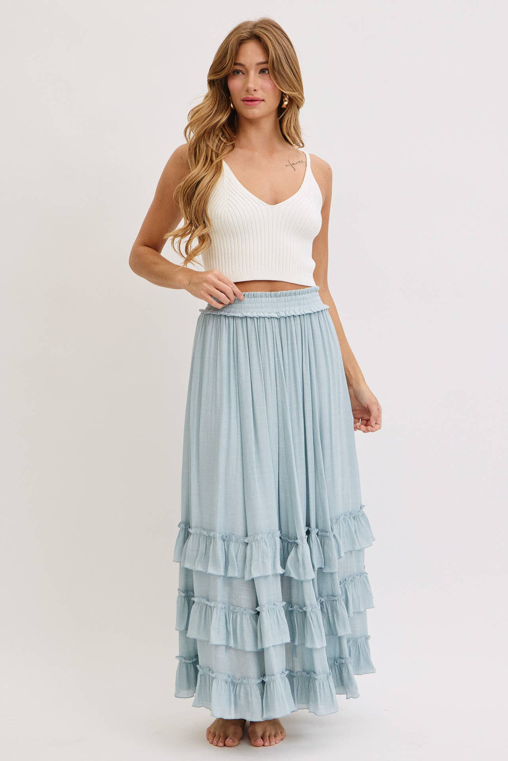 Misty Blue Maxi Skirt