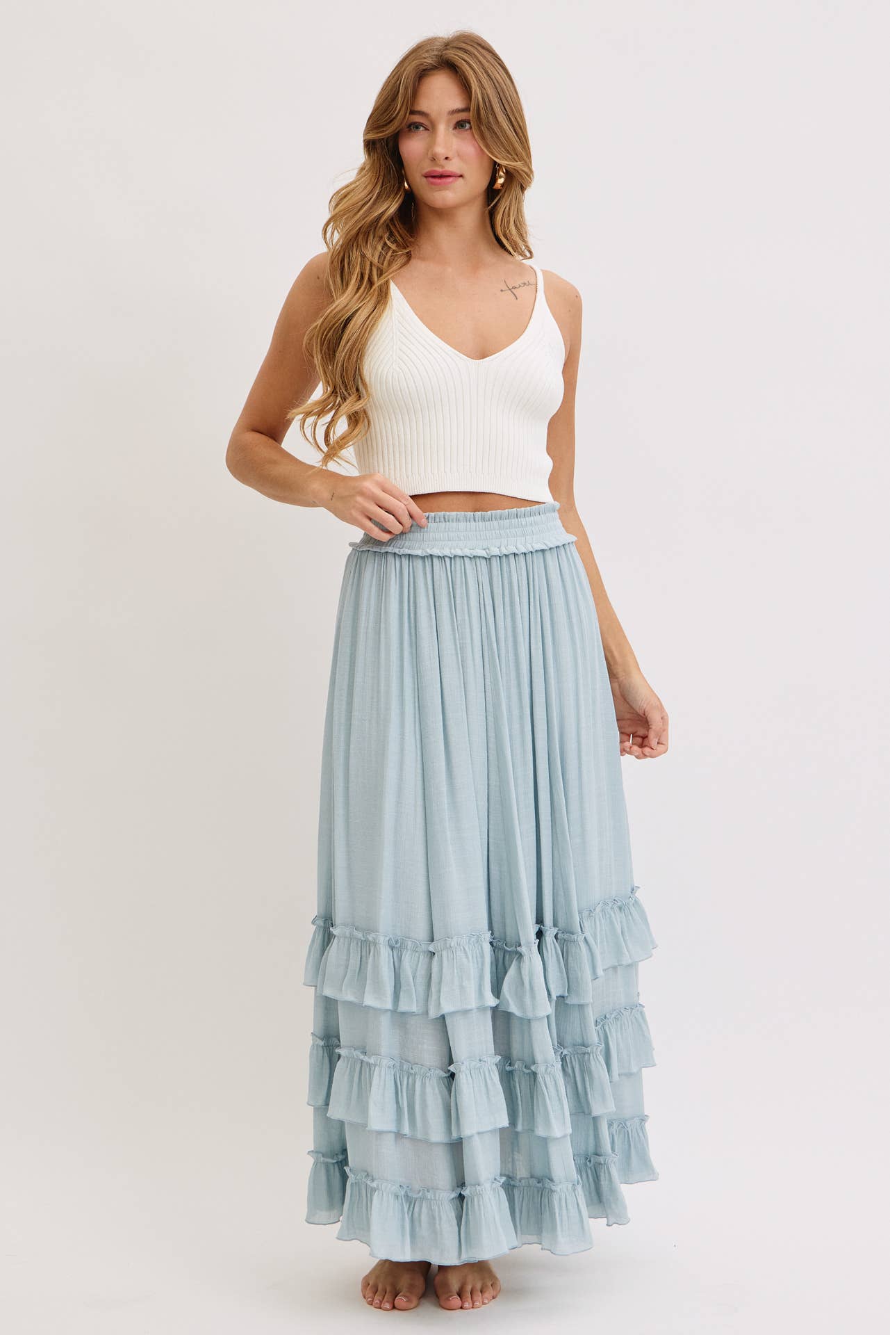 Misty Blue Maxi Skirt