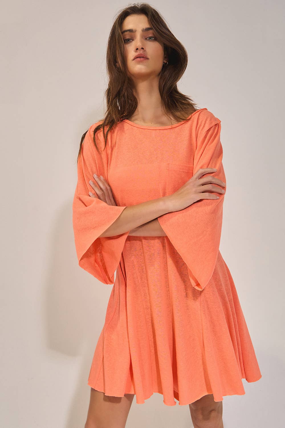 Draped Coral Romper